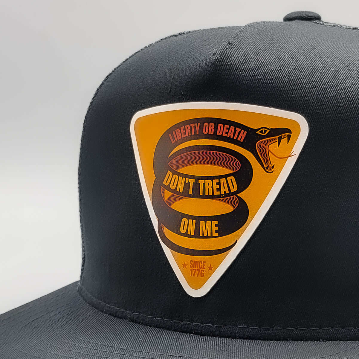 Don't Tread on Me, Triad Gadsden Flag Patriotic Trucker Hat - 0