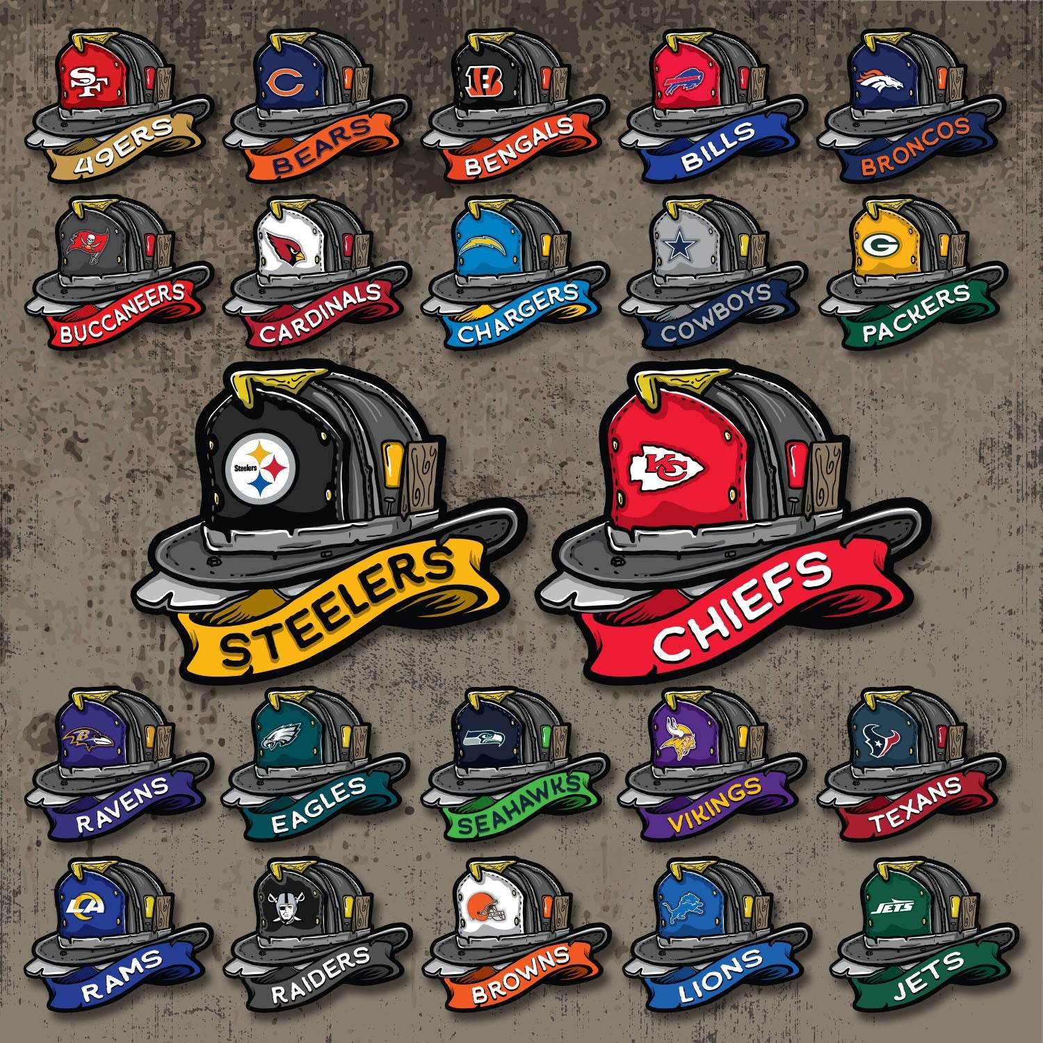 NFL Fire Helmet Sticker - 3 PACK