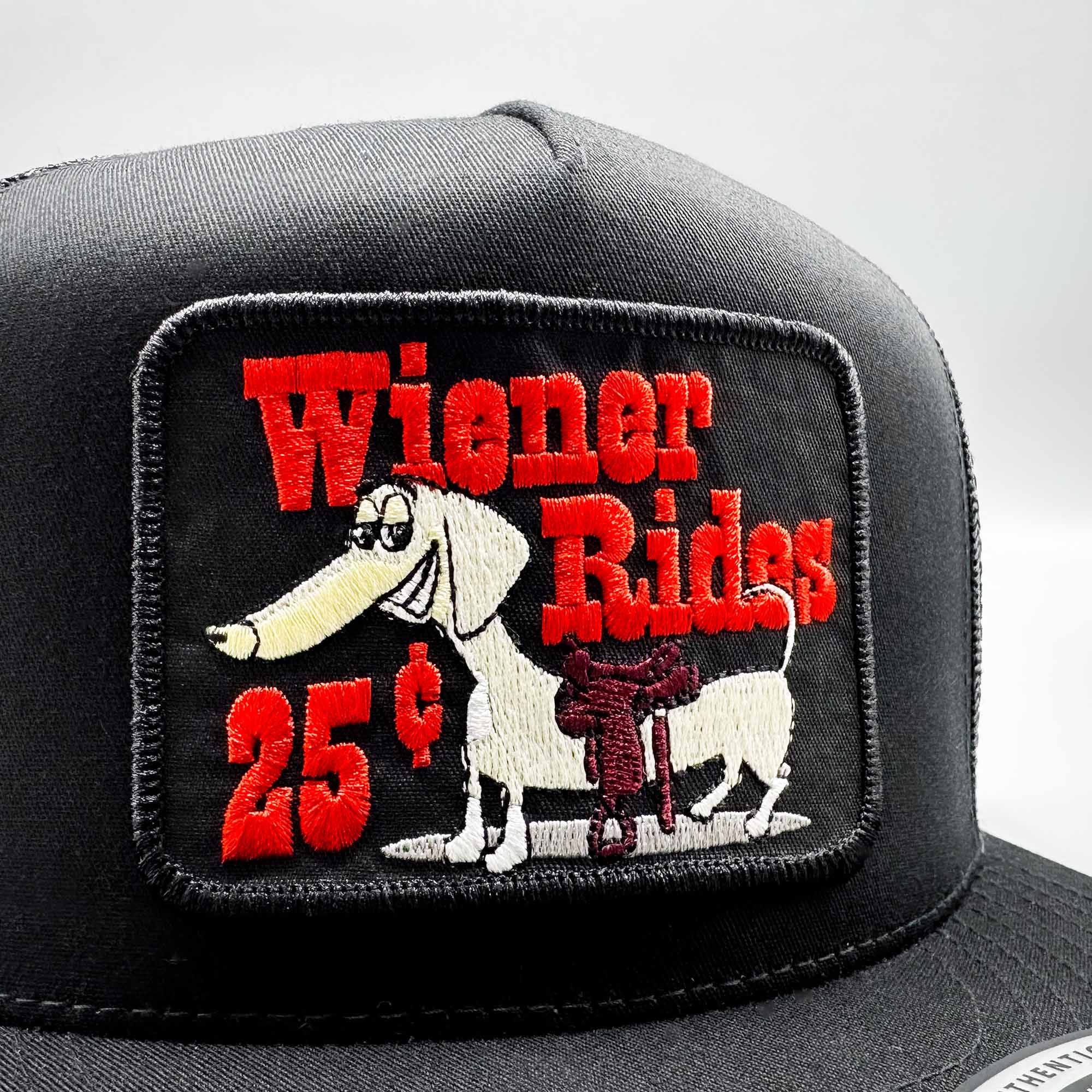 Wiener Rides 25 Cents All Black Trucker Hat - 0