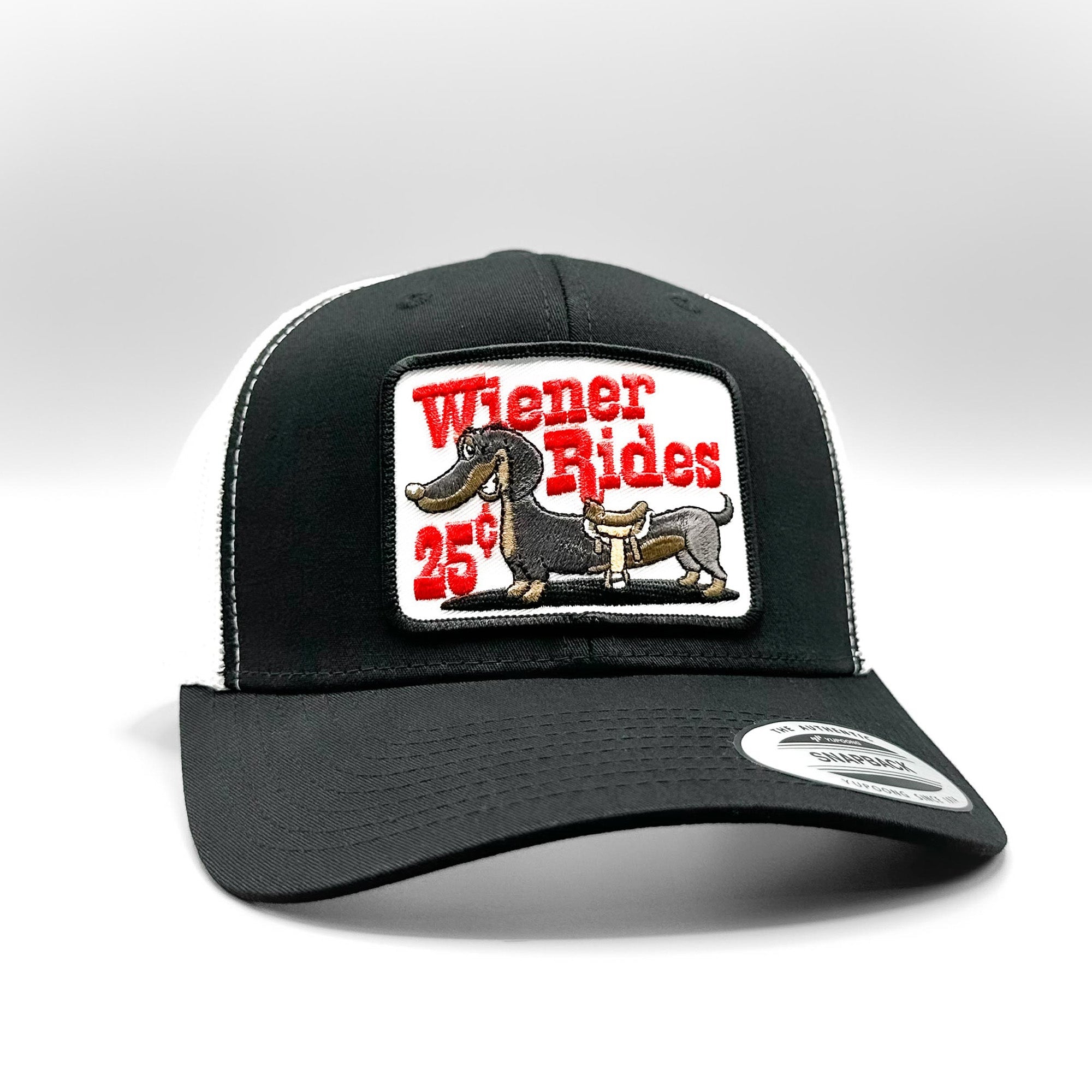 Wiener Rides 25 Cents Curved Snapback Trucker Hat