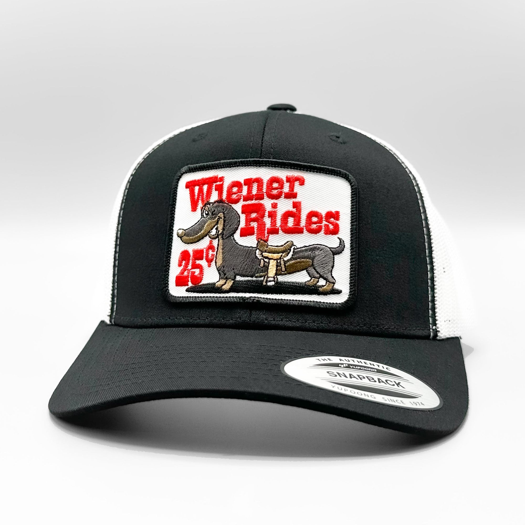 Wiener Rides 25 Cents Curved Snapback Trucker Hat