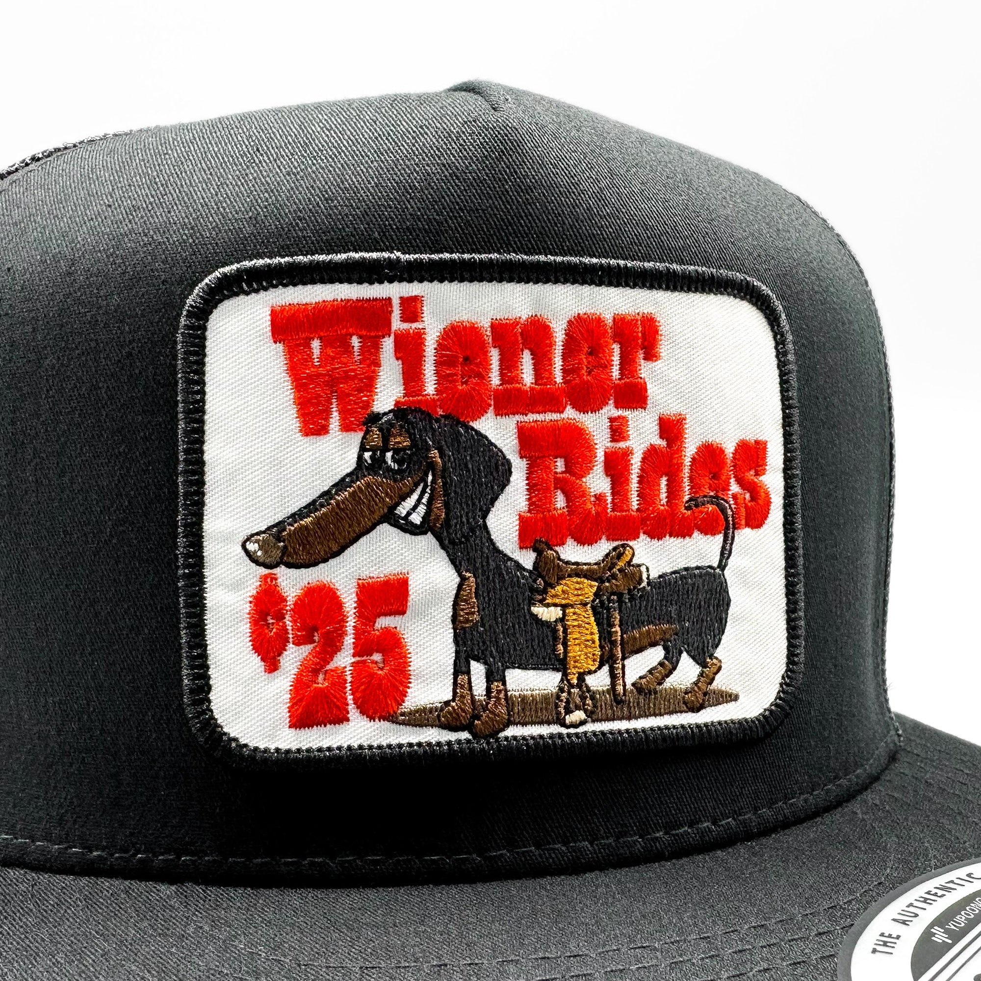 Wiener Rides 25 Cents Funny Patch Trucker Hat - 0