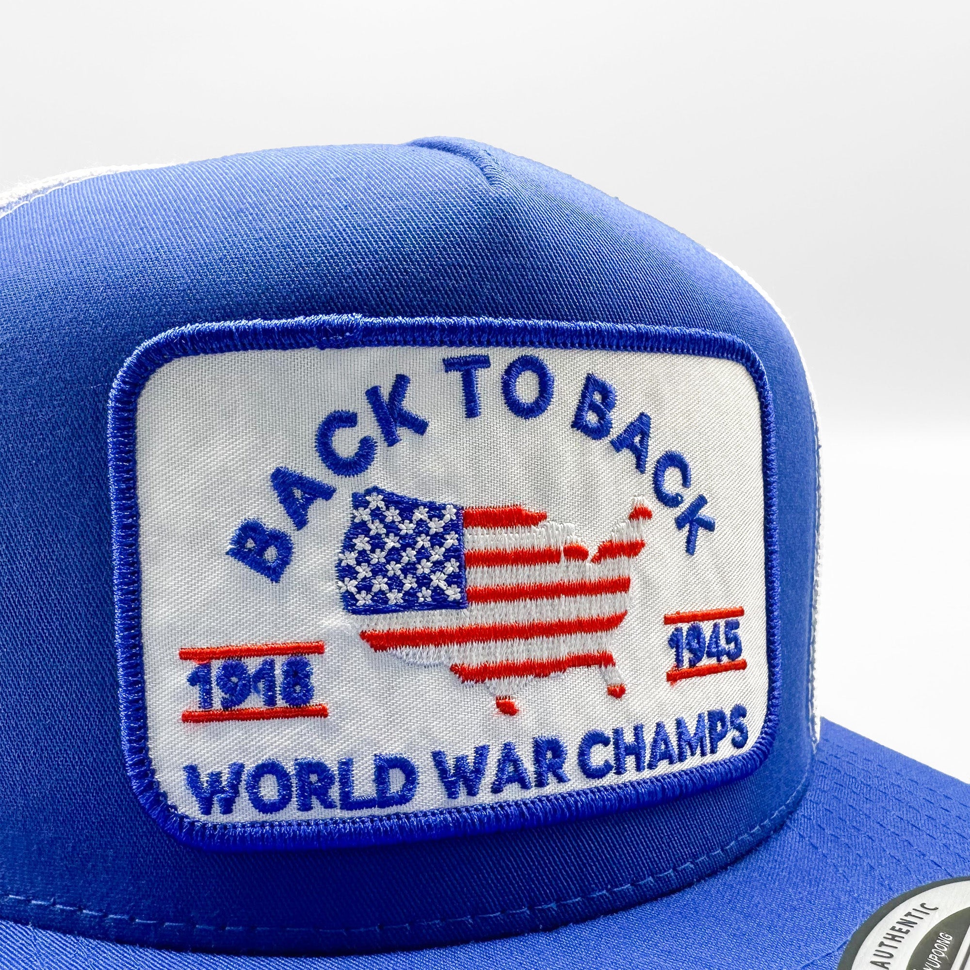 Back to Back World War Champs Patriotic Military Veterans Trucker - 0