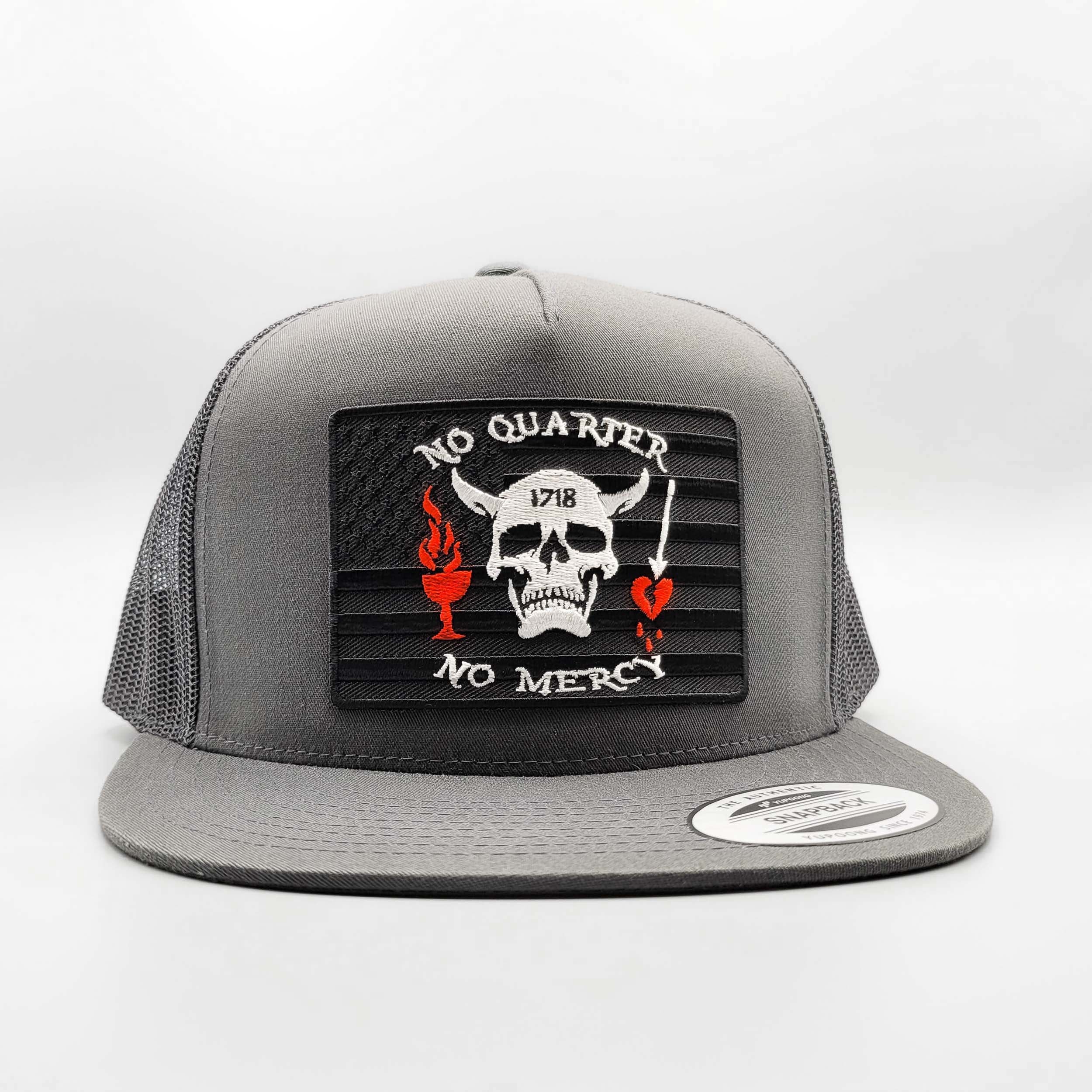 Blackbeard Pirate No Quarter, No Mercy Patriotic Trucker Hat