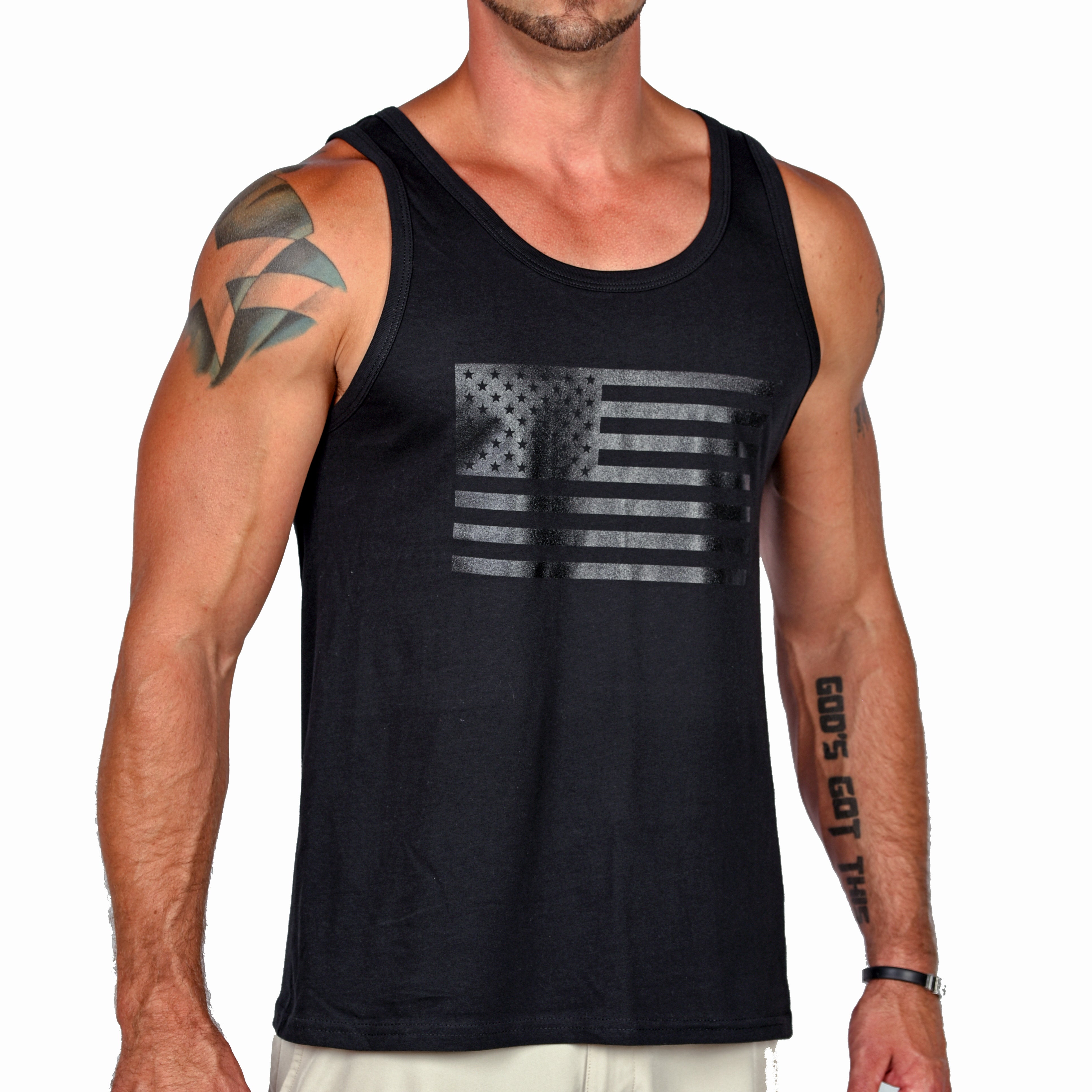 Men's Murdered Out American Flag Tank Top - 0