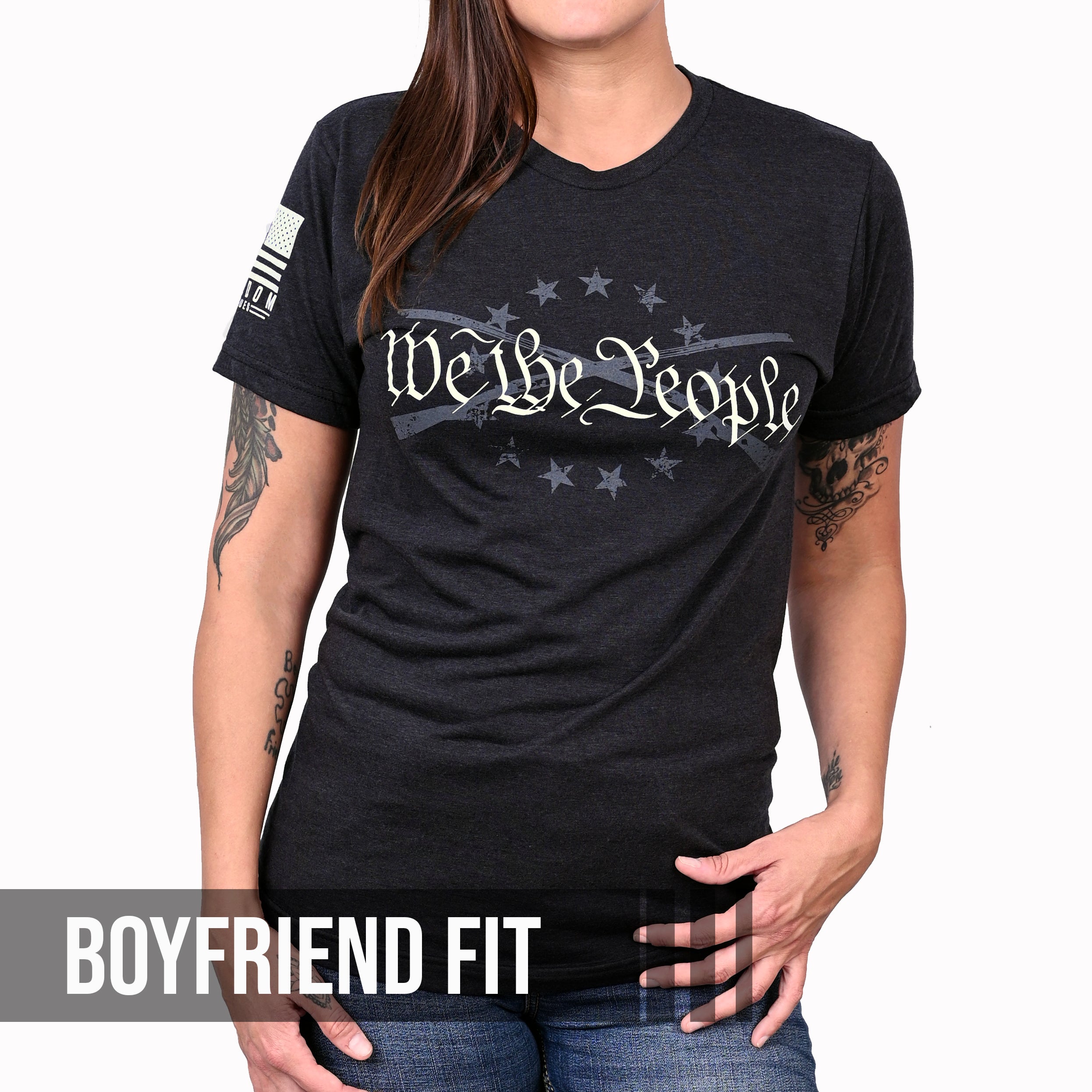 Women's We the People Boyfriend Fit Patriotic T-Shirt - Heather black - 0