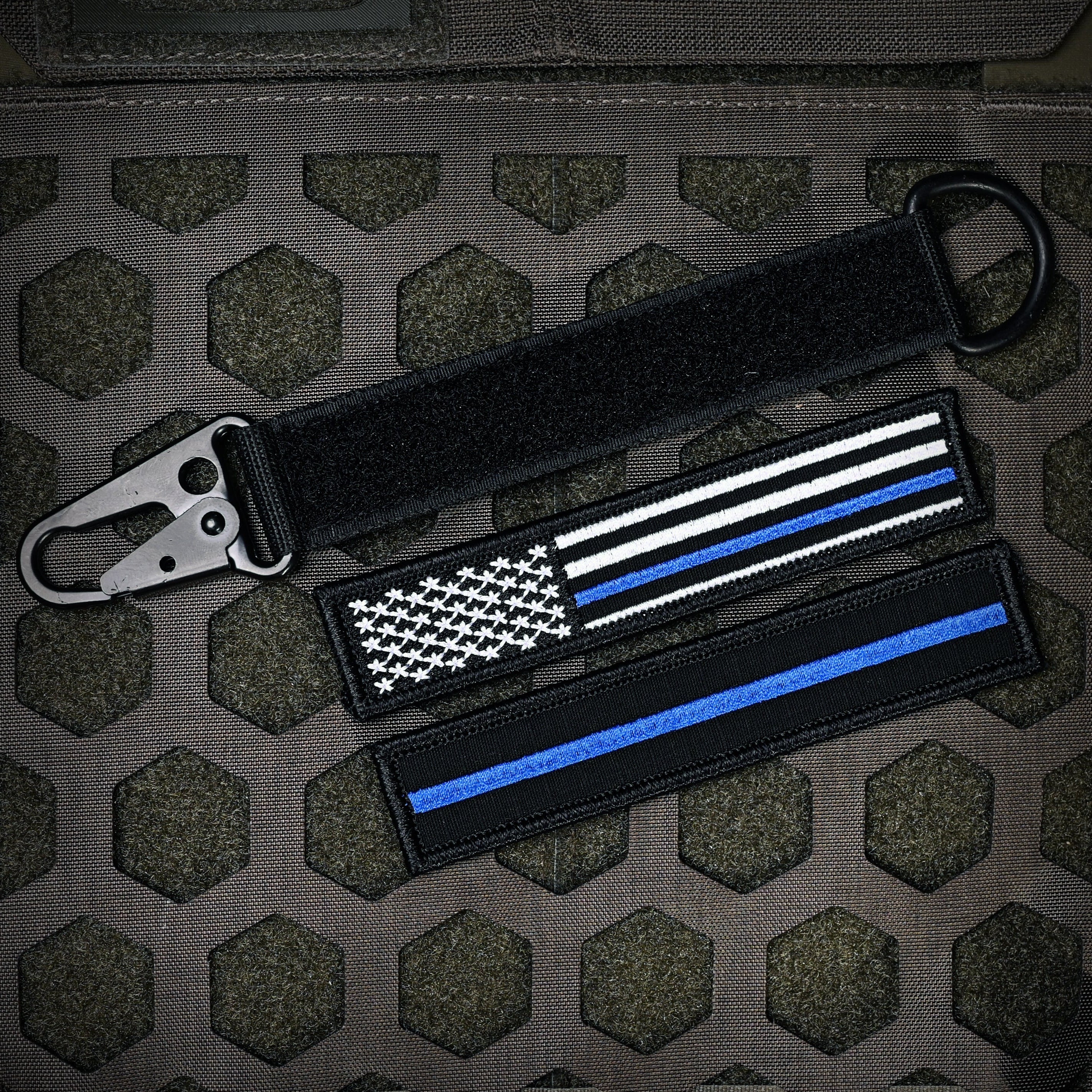 American Made Heavy Duty Tactical Keychain - Thin Blue Line - 0