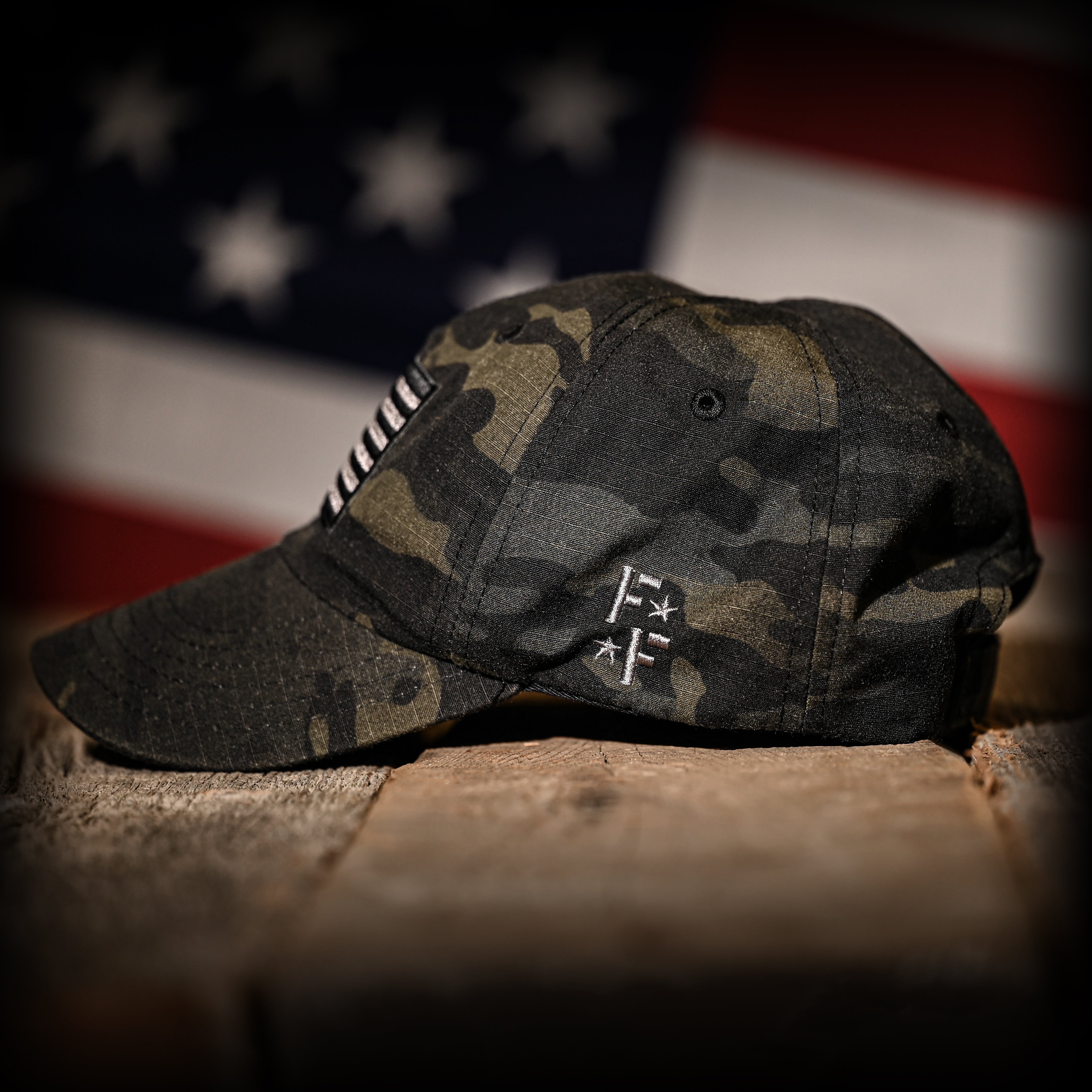 Black Multicam Full Fabric American Flag Range Hat - 0