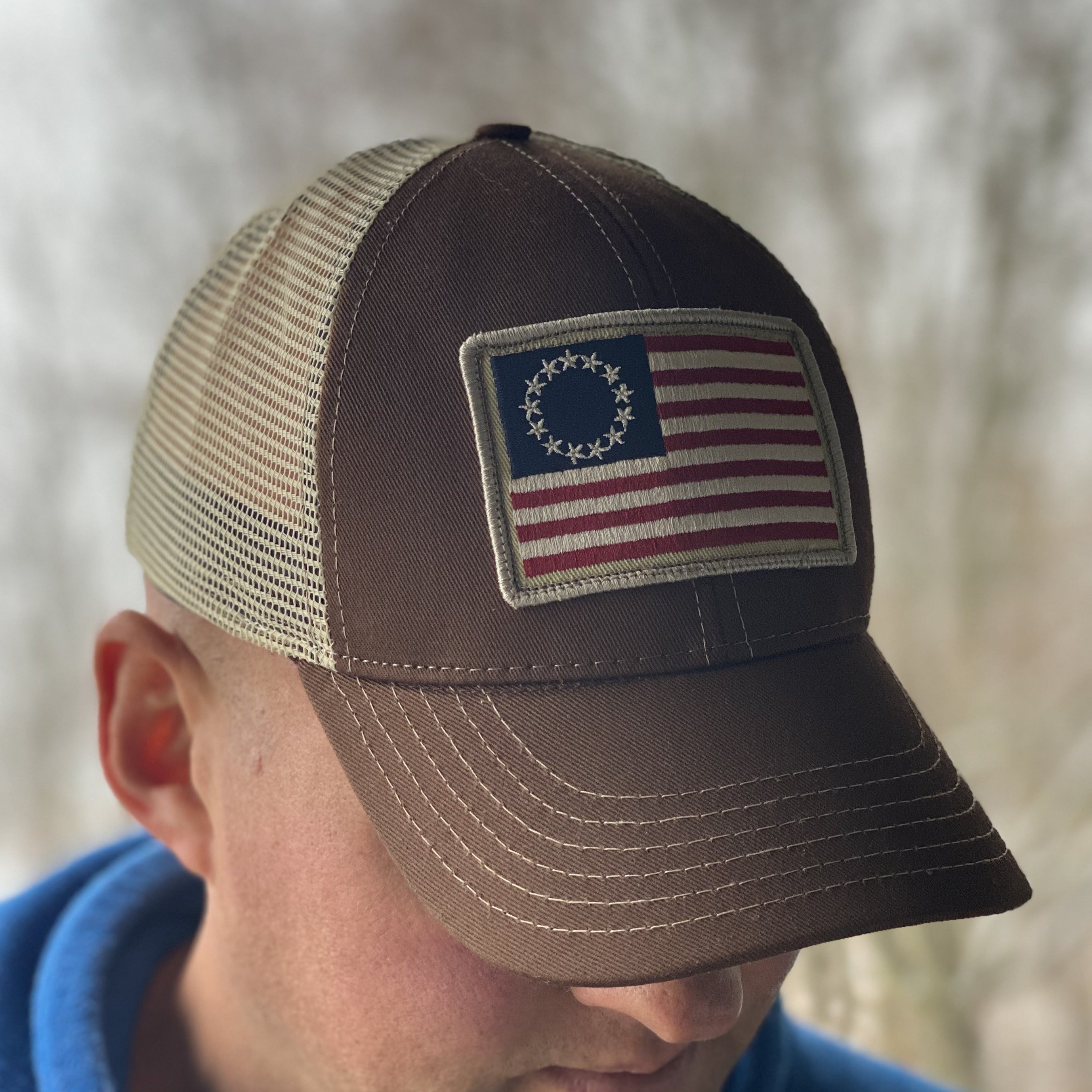 Betsy Ross Flag Patch Trucker Hat - 0