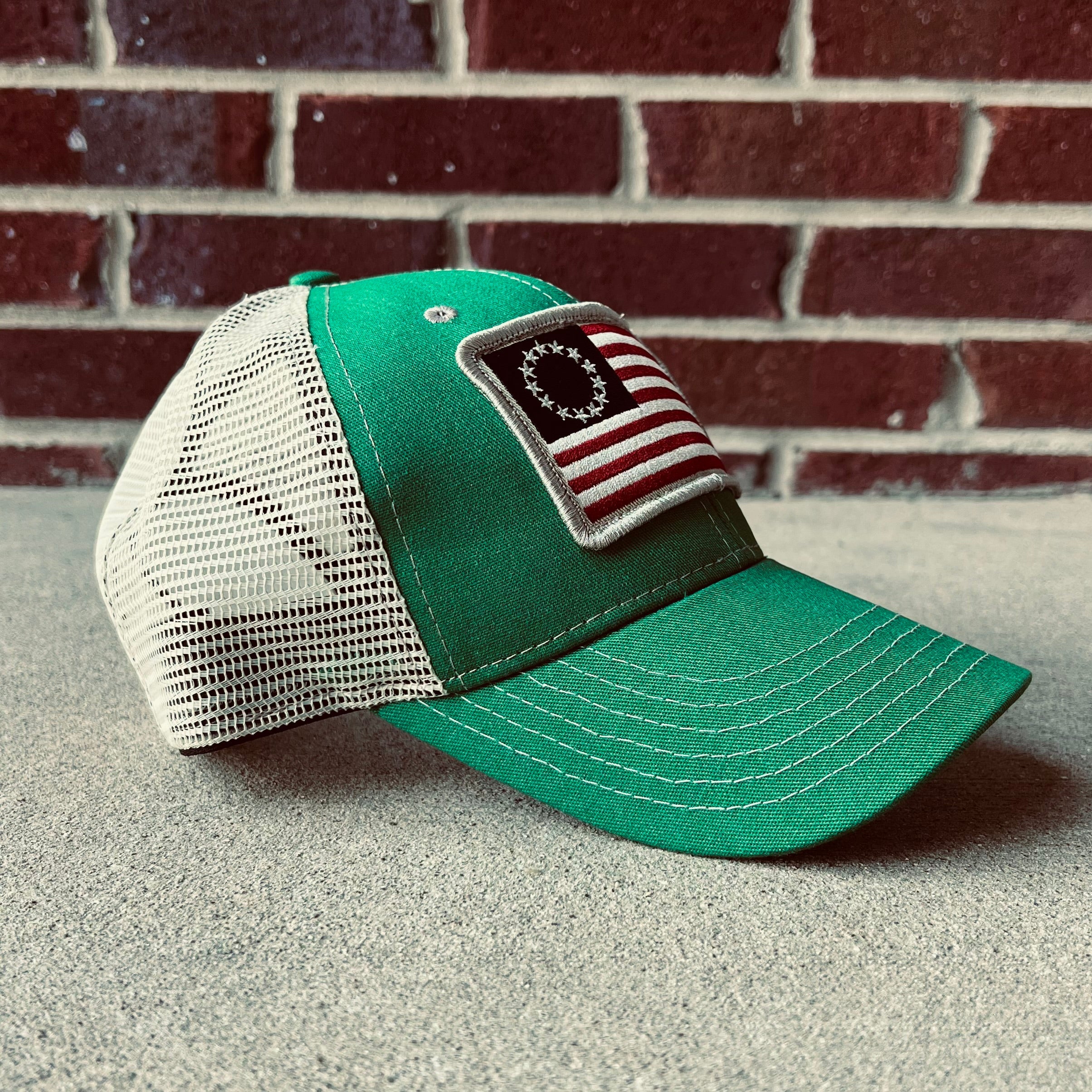 Betsy Ross Flag Patch Trucker Hat (Kelly Green)