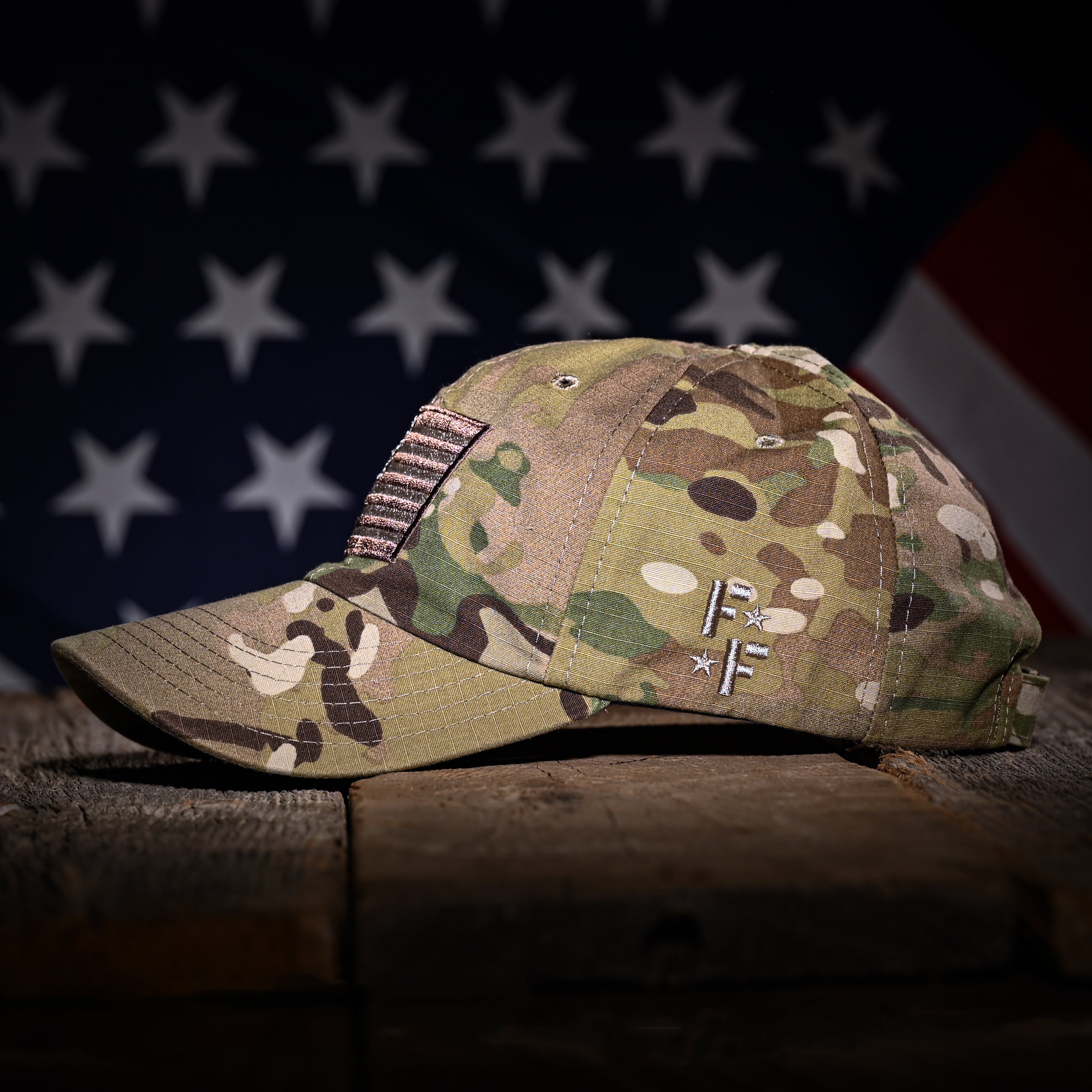 Multicam Full Fabric American Flag Range Hat - 0