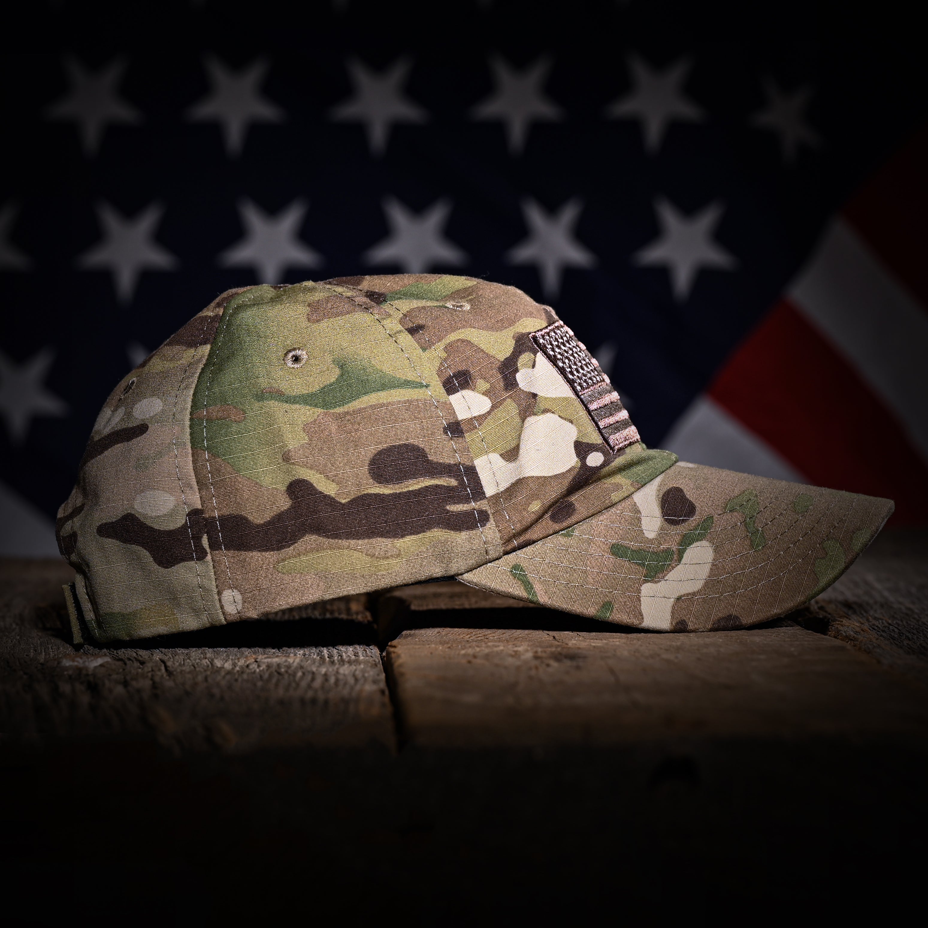 Multicam Full Fabric American Flag Range Hat