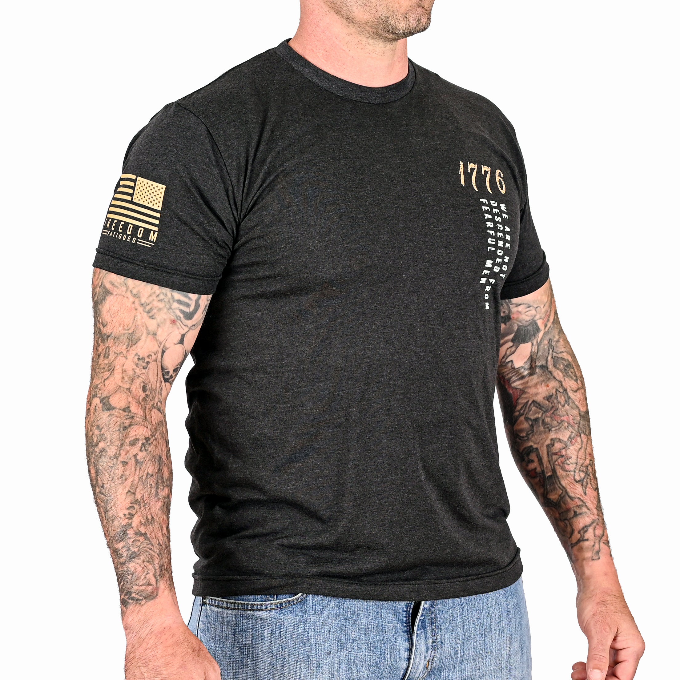 Men's We Are Not Descended from Fearful Men  Patriotic T-Shirt - Heather Black - 0