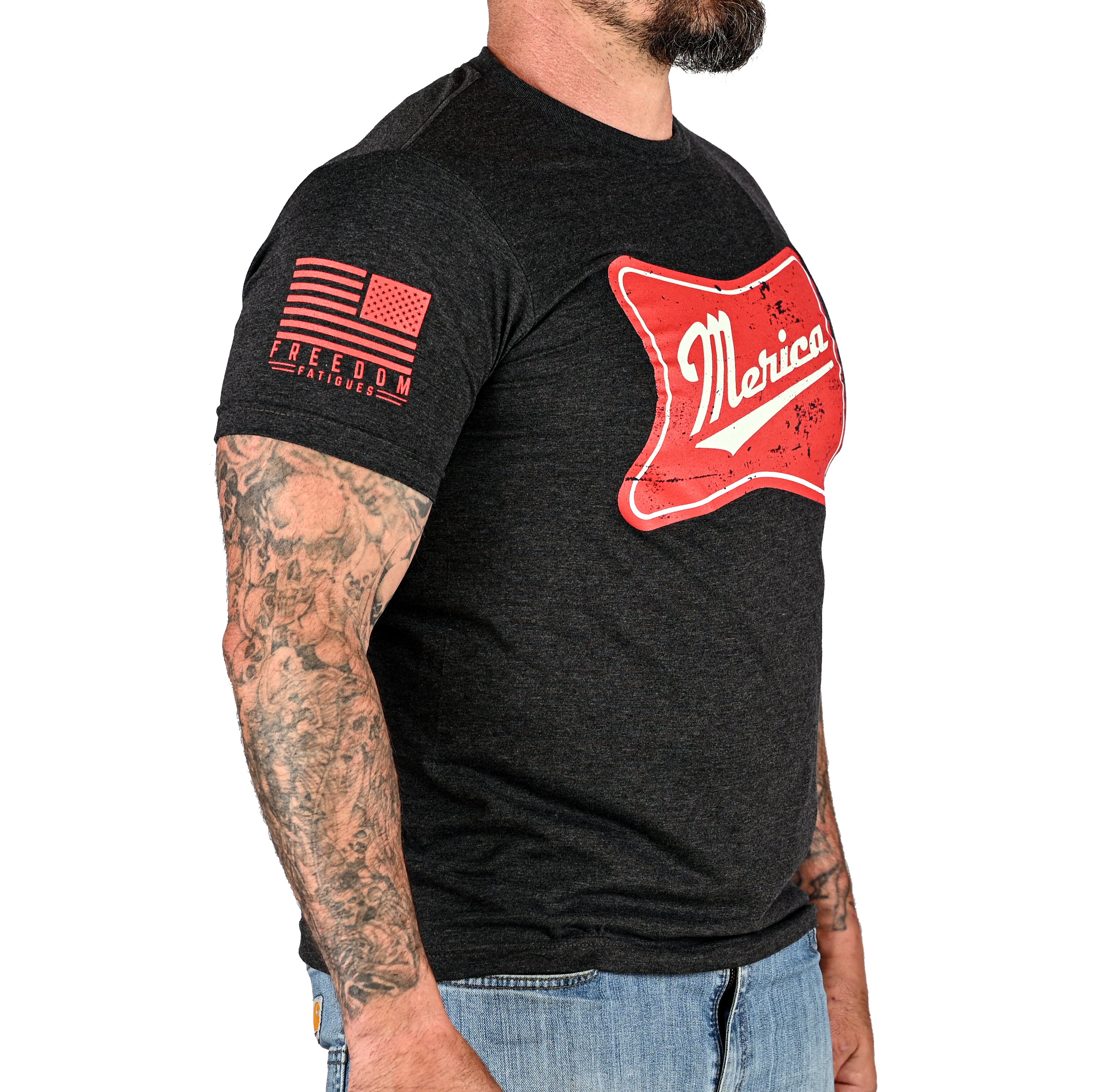 Men's 'Merica Patriotic T-Shirt - Heather Charcoal