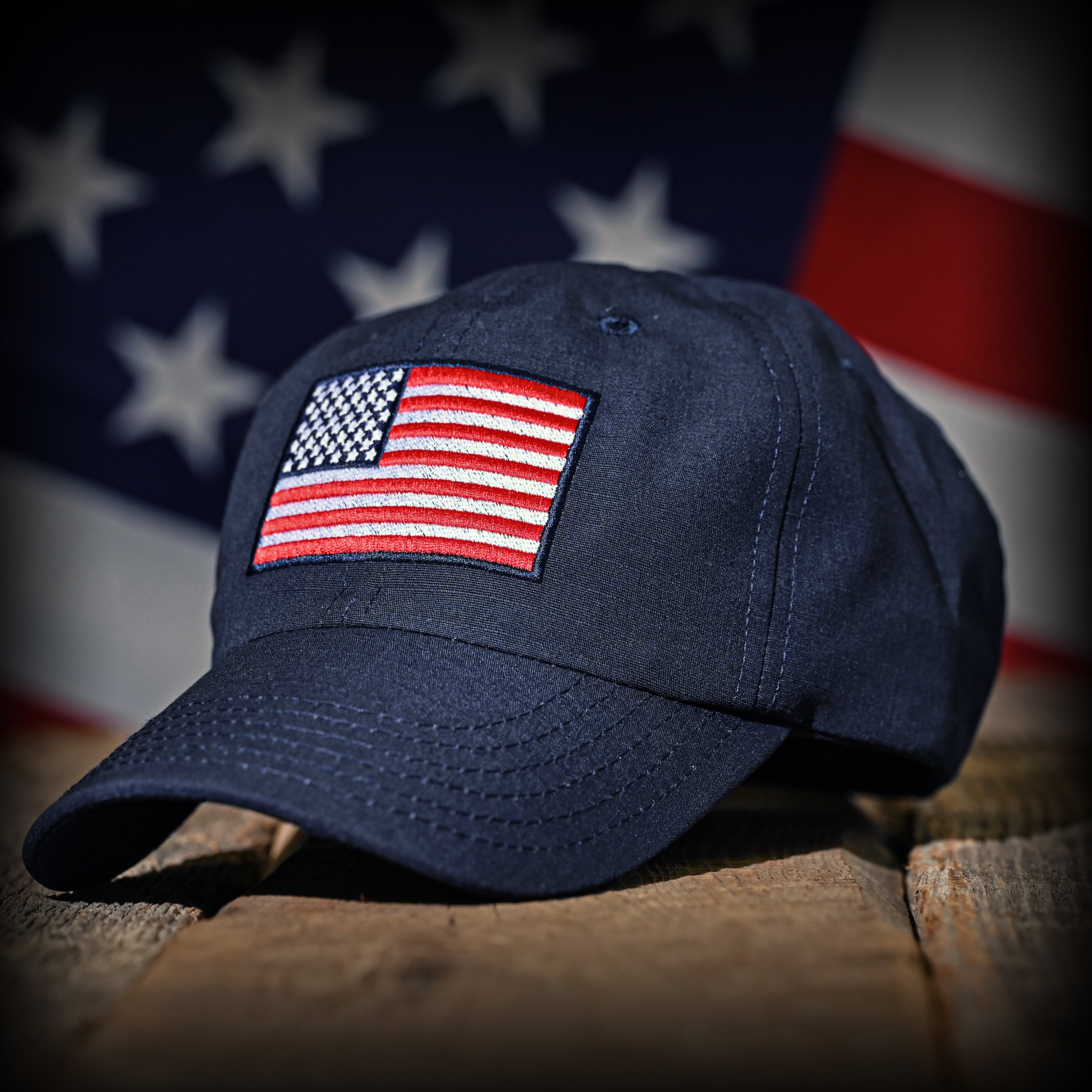 Navy Ripstop Full Fabric American Flag Range Hat | American Fire Brigade