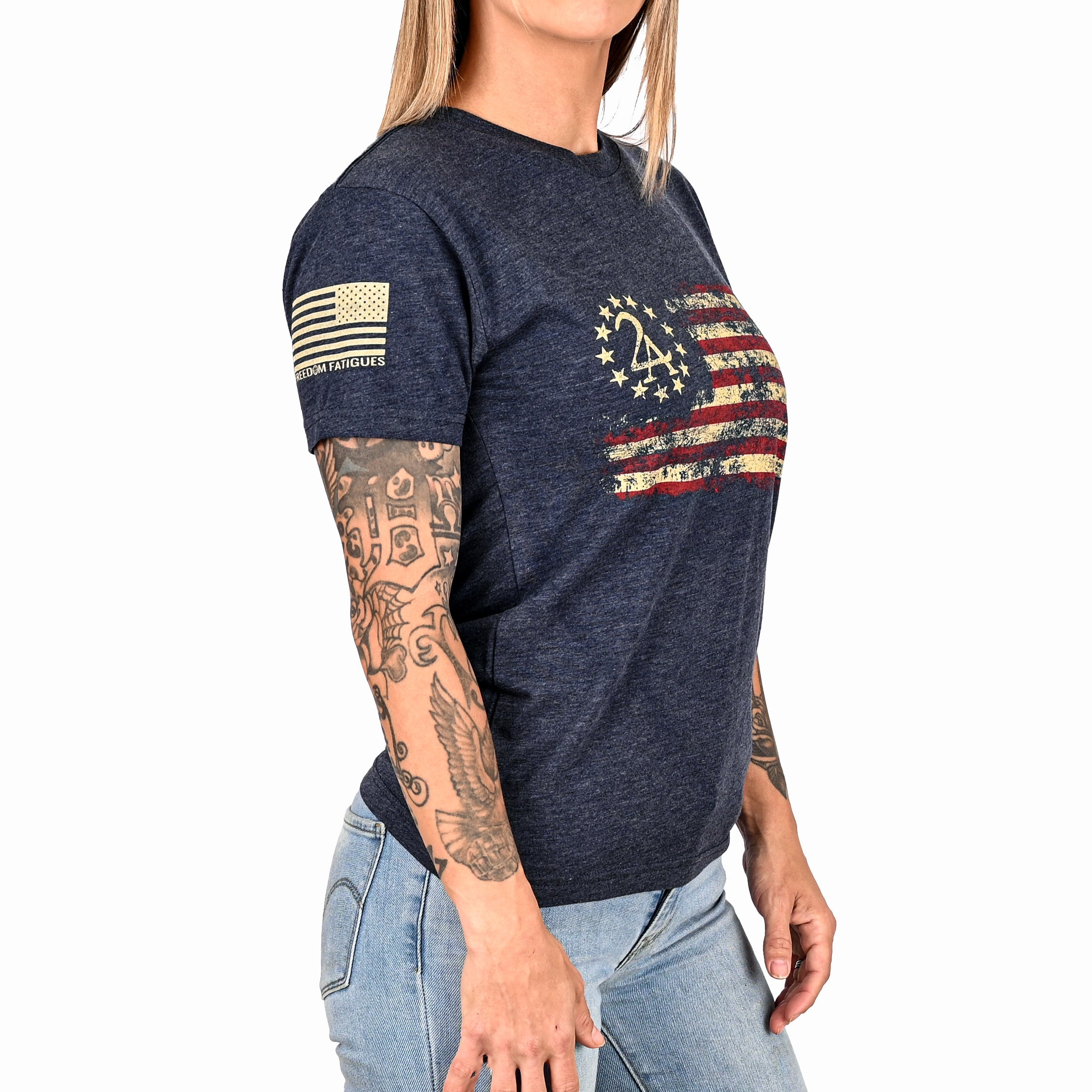 Women's 2A Betsy Ross Flag Patriotic Boyfriend Fit T-Shirt - 0