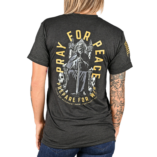 Women's Pray for Peace | Prepare for War Boyfriend Fit T-Shirt