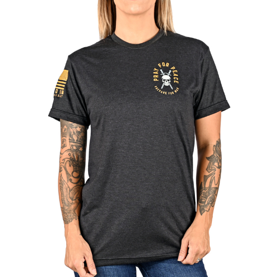 Women's Pray for Peace | Prepare for War Boyfriend Fit T-Shirt - 0