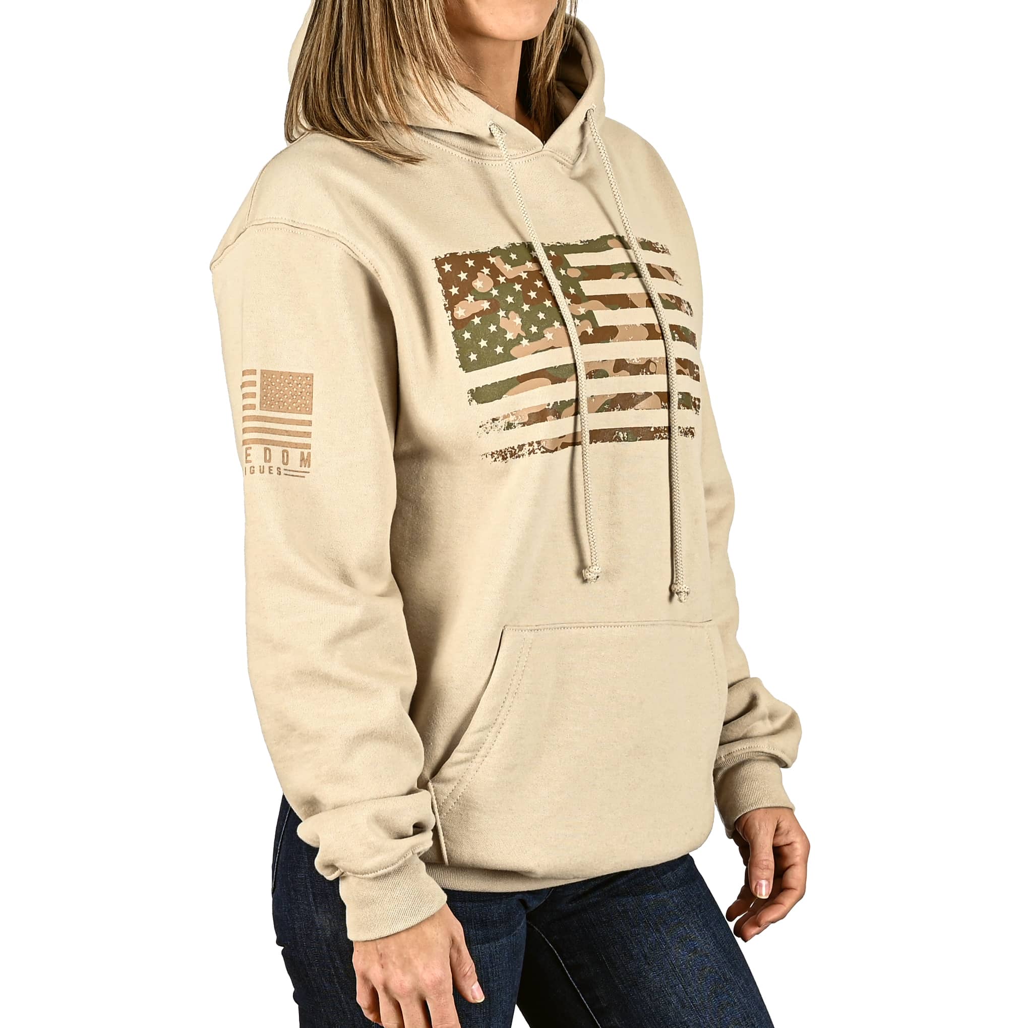 Women's Heavyweight Oversized Arid Camo Flag Hoodie