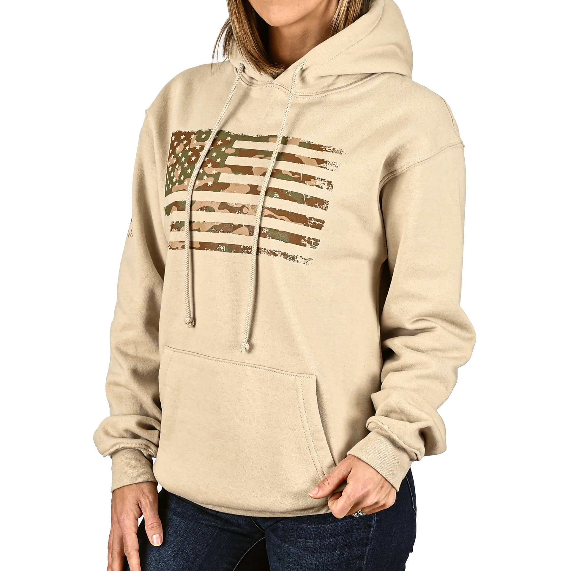 Women's Heavyweight Oversized Arid Camo Flag Hoodie - 0