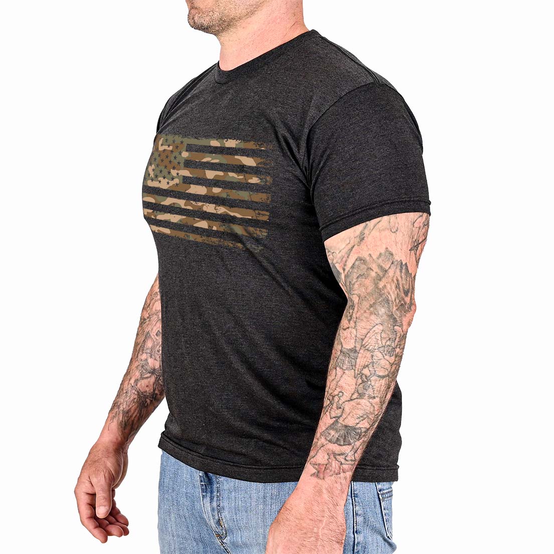 Men's Camo American Flag Patriotic T-Shirt - 0